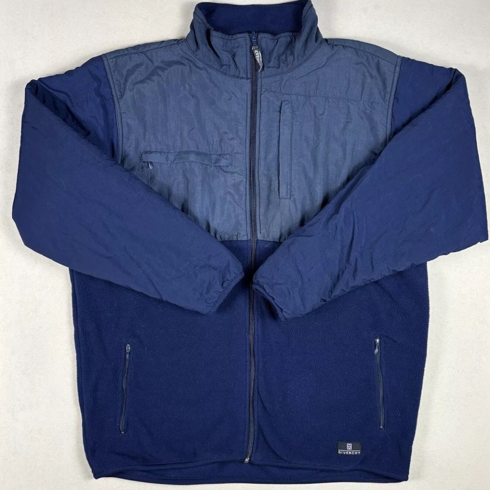 Vintage Givenchy Activewear Men’s Size XL Full Zip Fleece Jacket Outdoor Navy
